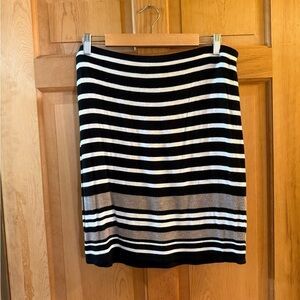 Max Studio Striped Black, White and Taupe Women's Skirt